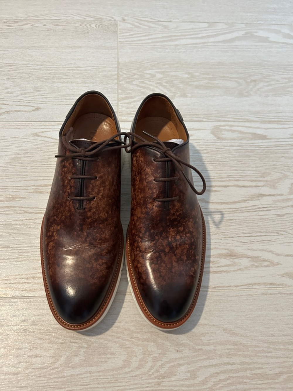 Taft Brown Mottled Leather Derby with White Sole - Picture 2 of 4